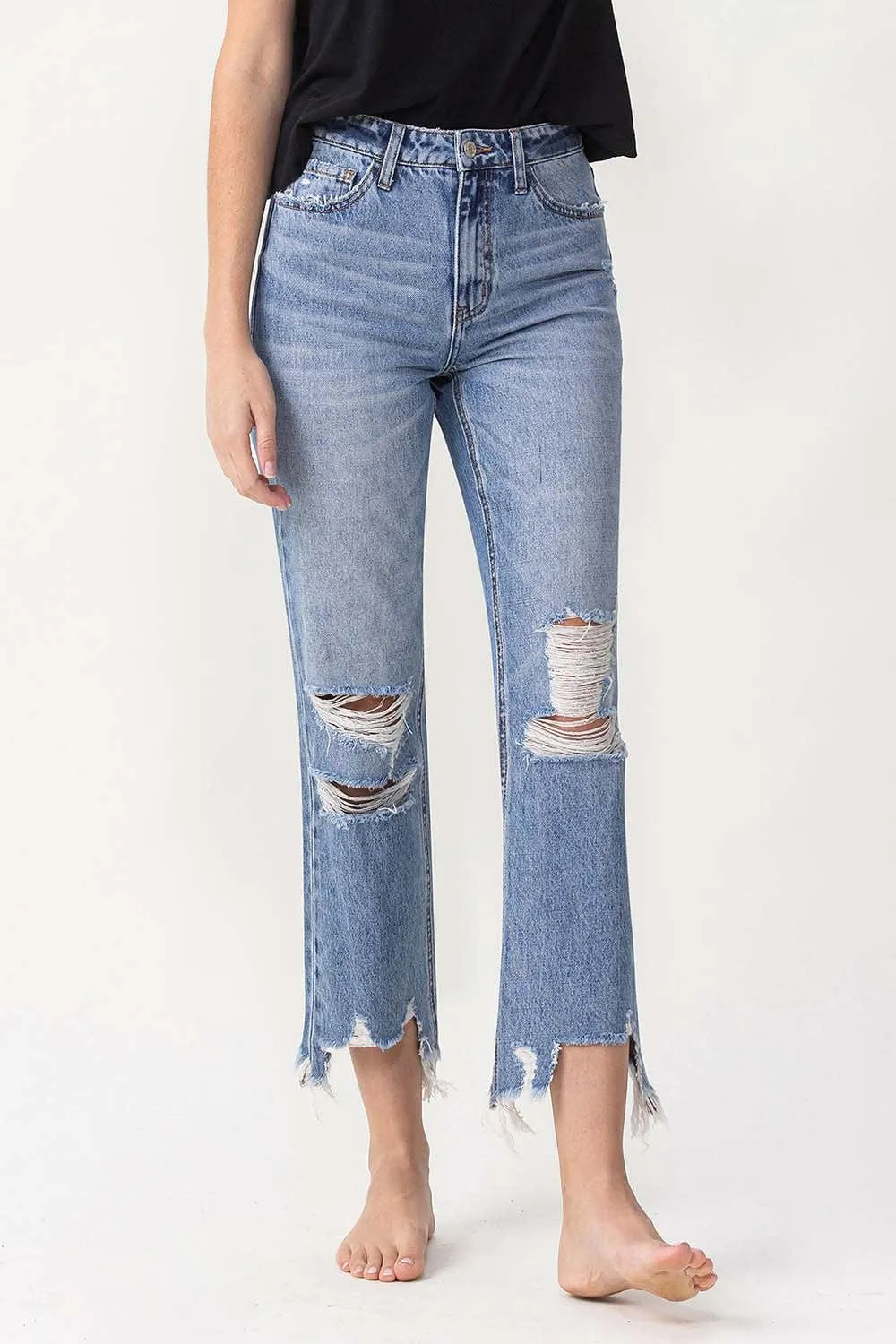 Lovervet High Rise Distressed Straight Jeans