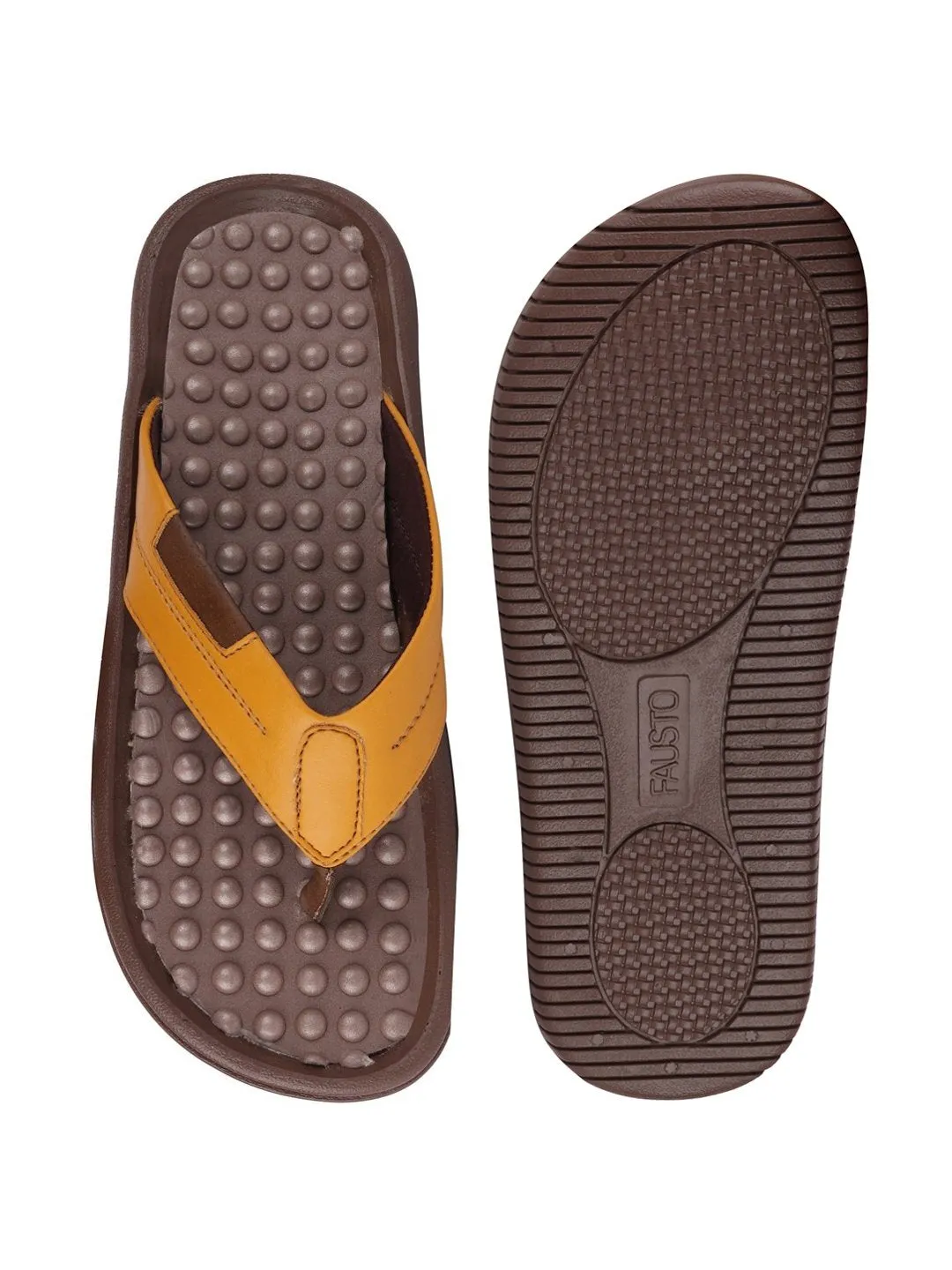 Men Tan Casual Slip-On Slippers