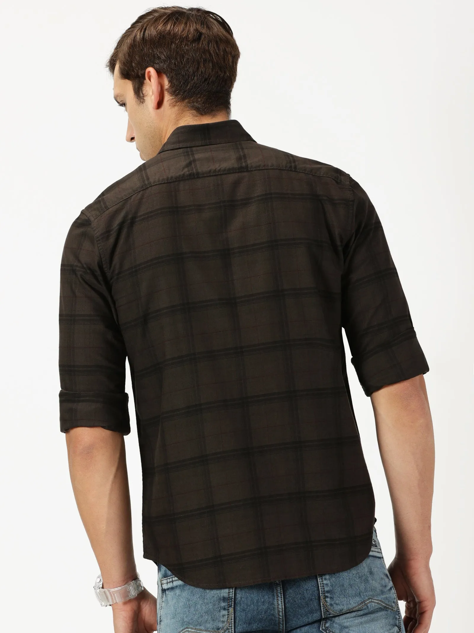 MEN'S COFFEE CHECKS SLIM FIT SHIRT