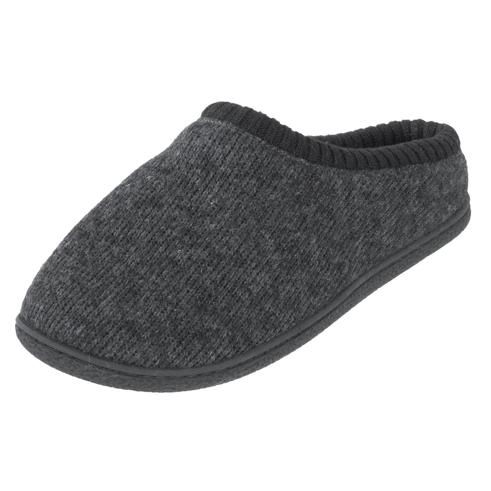 Mens Knitted Mule Slippers With Soft Fleecy Lining Non-Slip