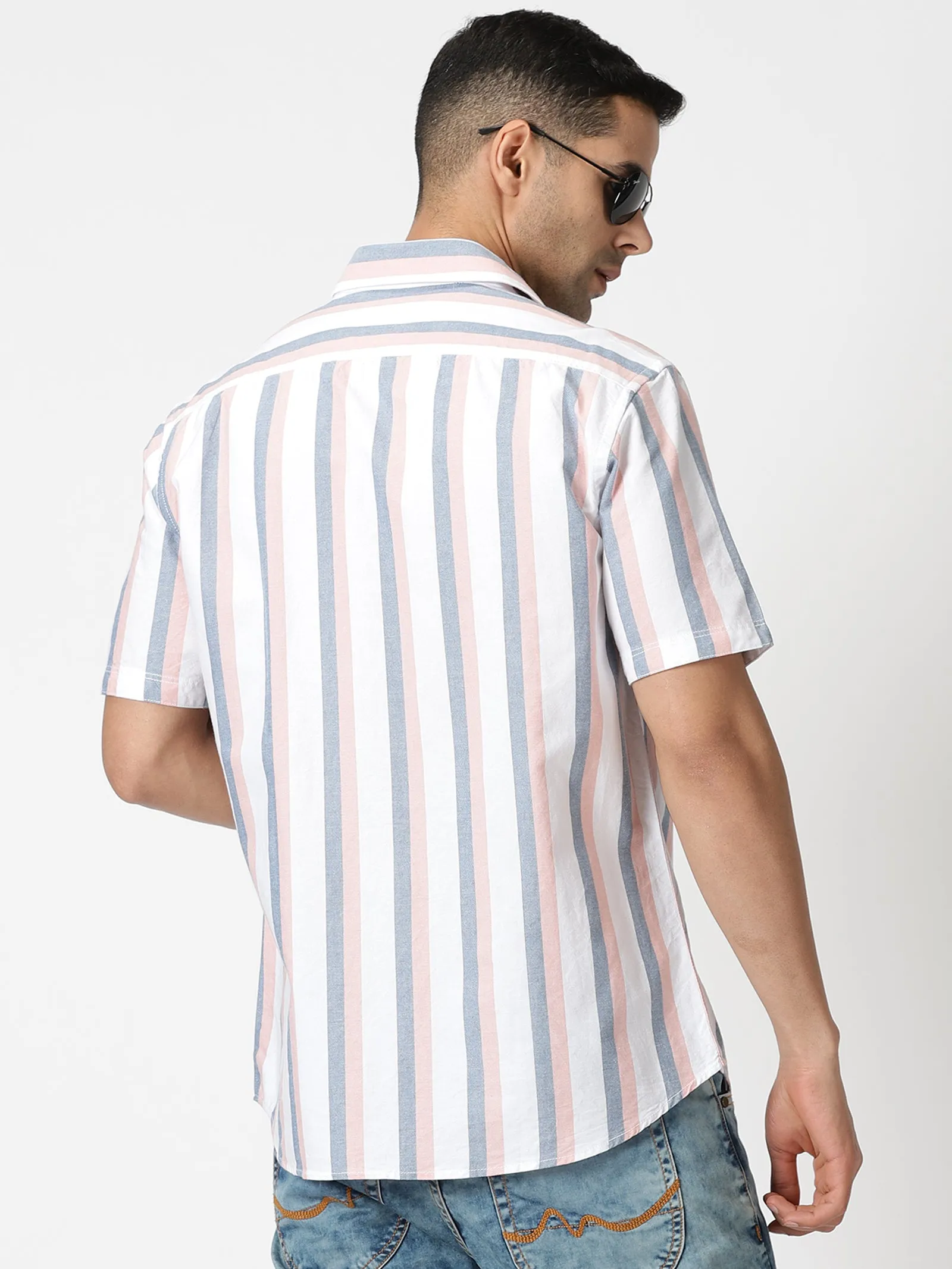 MEN'S LT PINK STRIPE SLIM FIT SHIRT