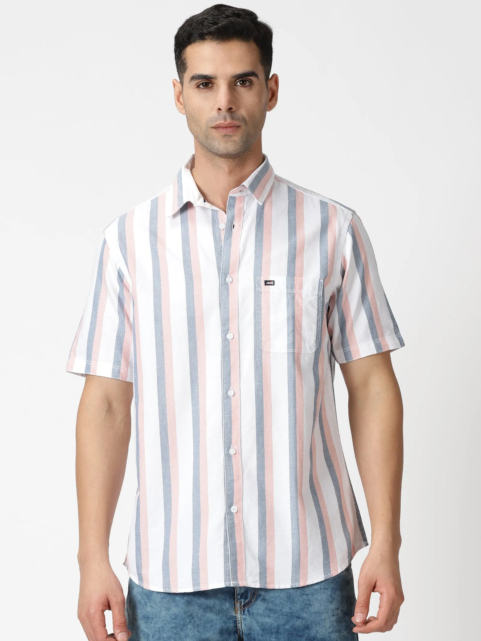 MEN'S LT PINK STRIPE SLIM FIT SHIRT