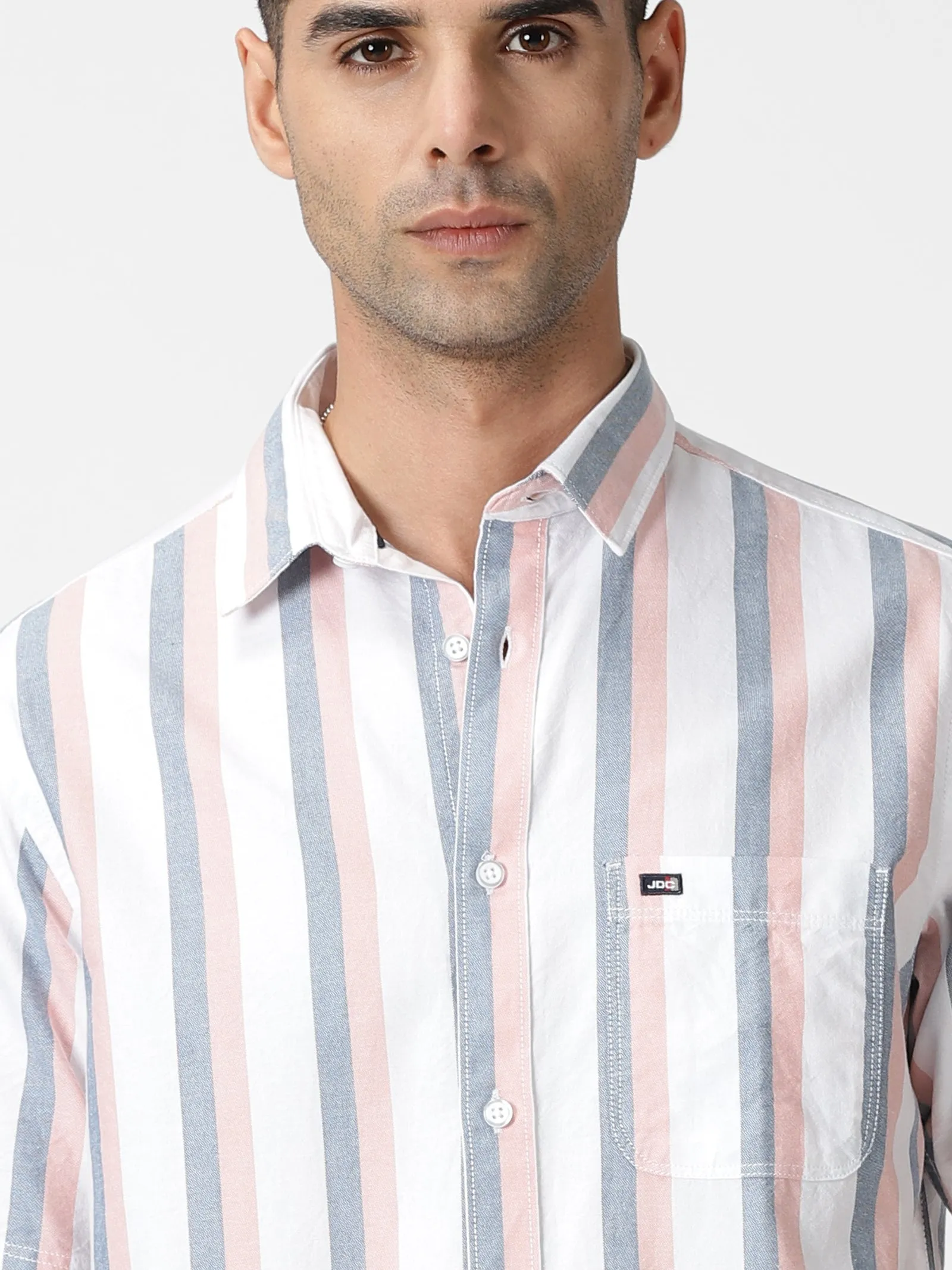 MEN'S LT PINK STRIPE SLIM FIT SHIRT