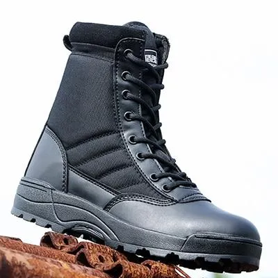 Men's tactical military combat boots working safety shoes with zipper