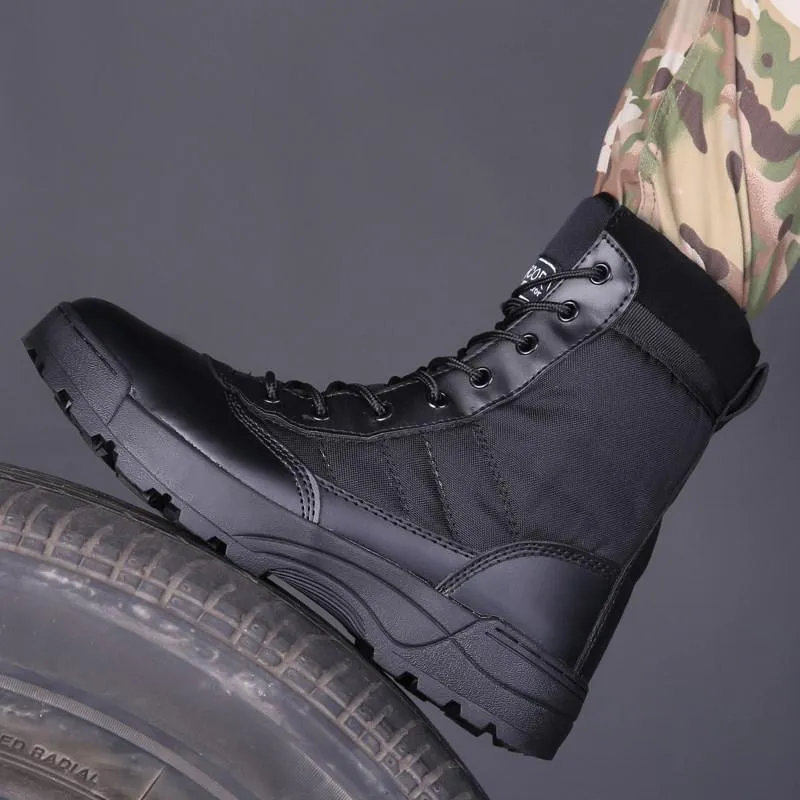 Men's tactical military combat boots working safety shoes with zipper