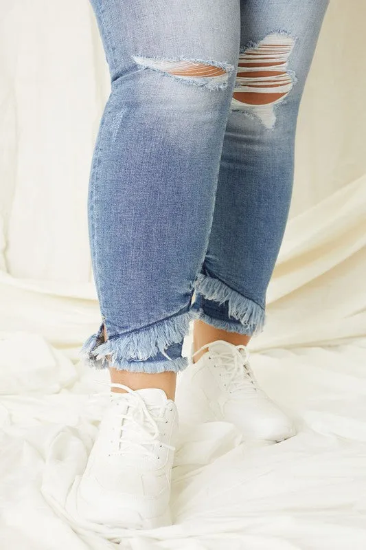 Mid Rise Ankle Skinny Jeans | Plus Size