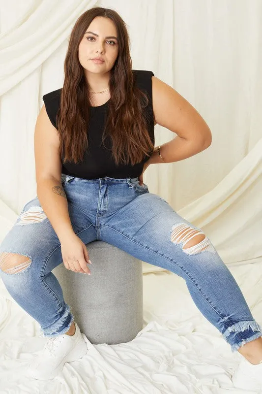 Mid Rise Ankle Skinny Jeans | Plus Size