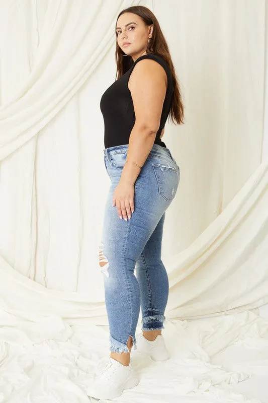 Mid Rise Ankle Skinny Jeans | Plus Size