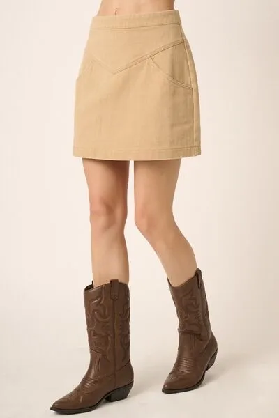 Mittoshop Zipper Back Twill Mini Skirt