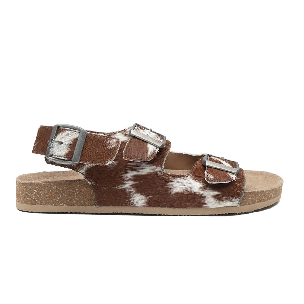 Mountain Path Leather Sandals In Brown & Light Hair-On Hide