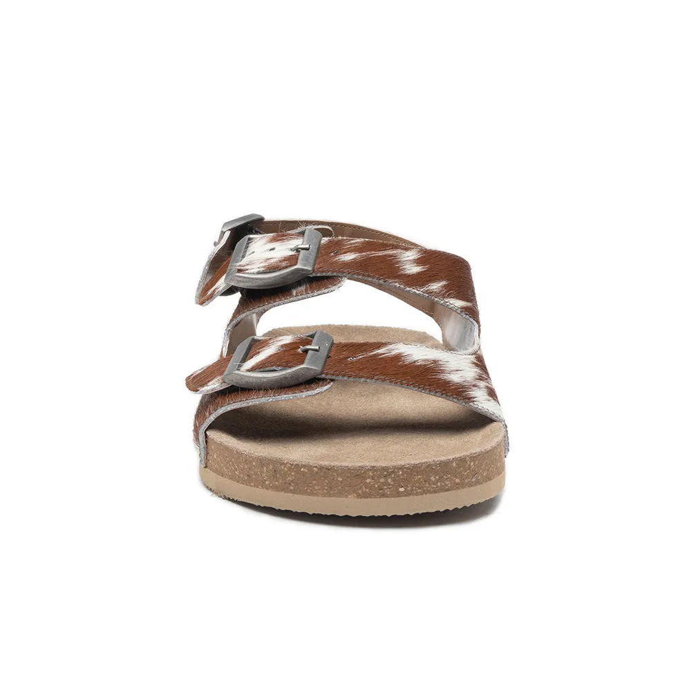 Mountain Path Leather Sandals In Brown & Light Hair-On Hide