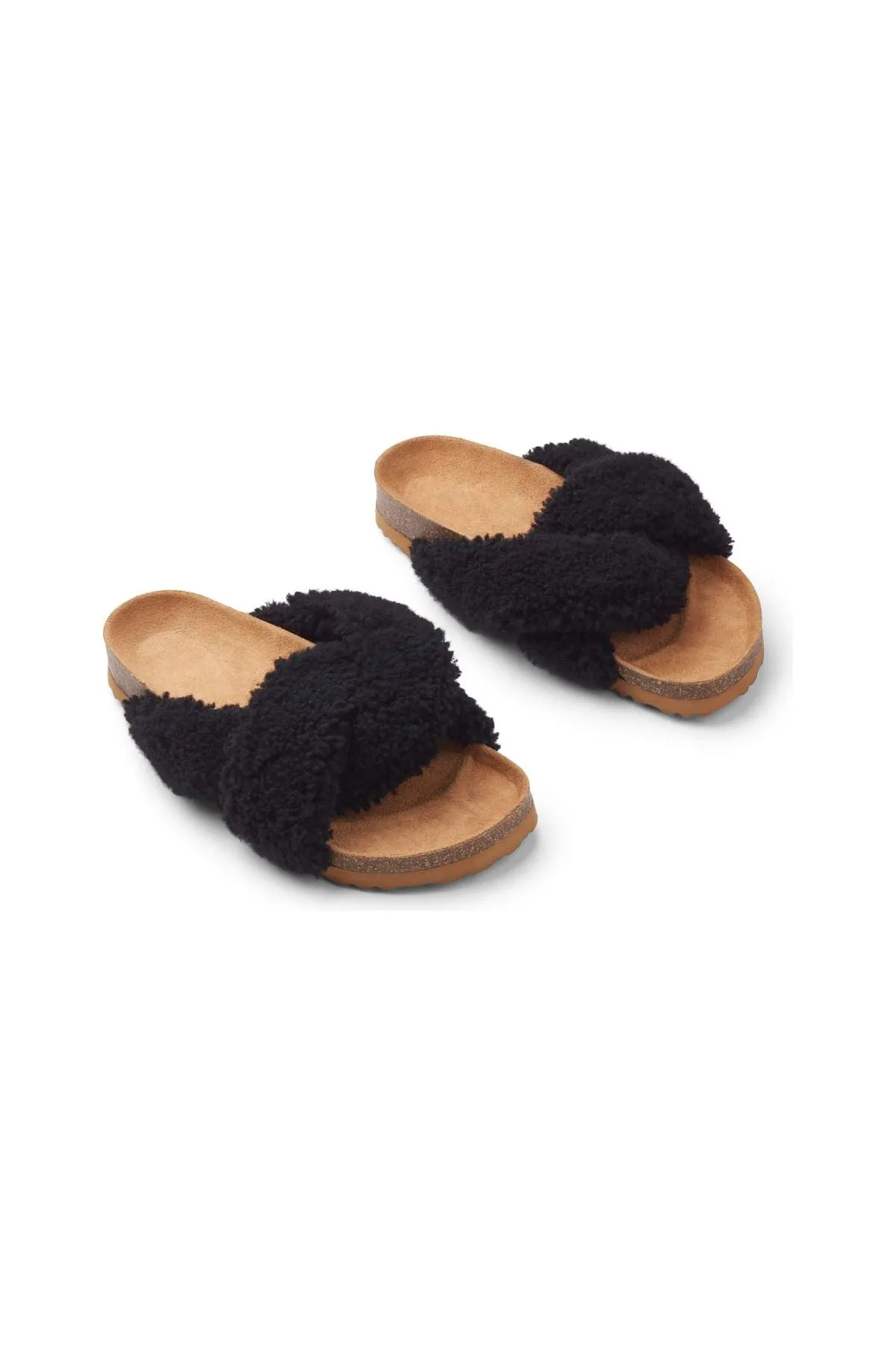 Natures Collection Lilly Cross Slipper NCF16632 | Black | Clearance Final Sale