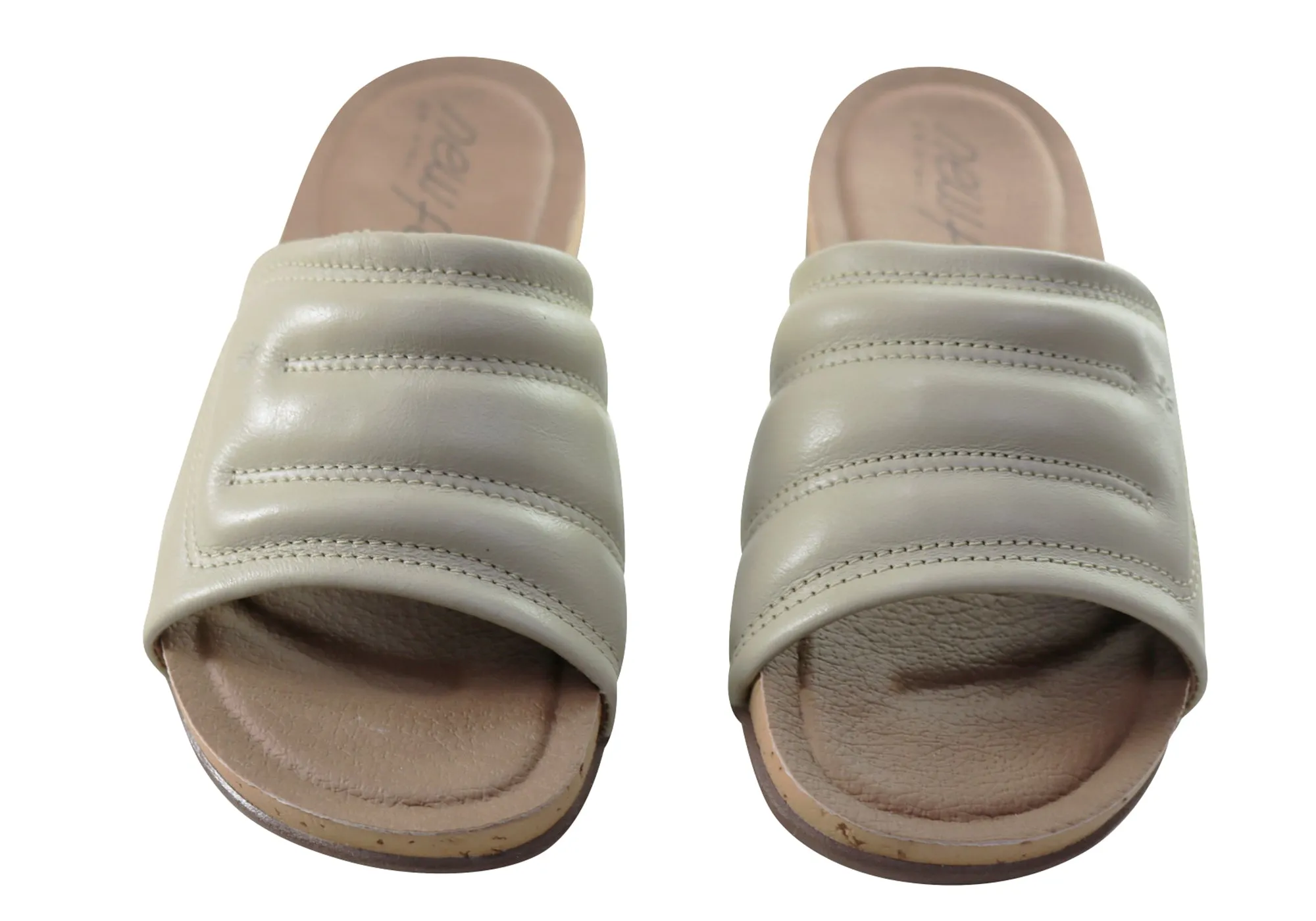 New Face Fresco Womens Comfort Leather Slides Sandals Made In Brazil