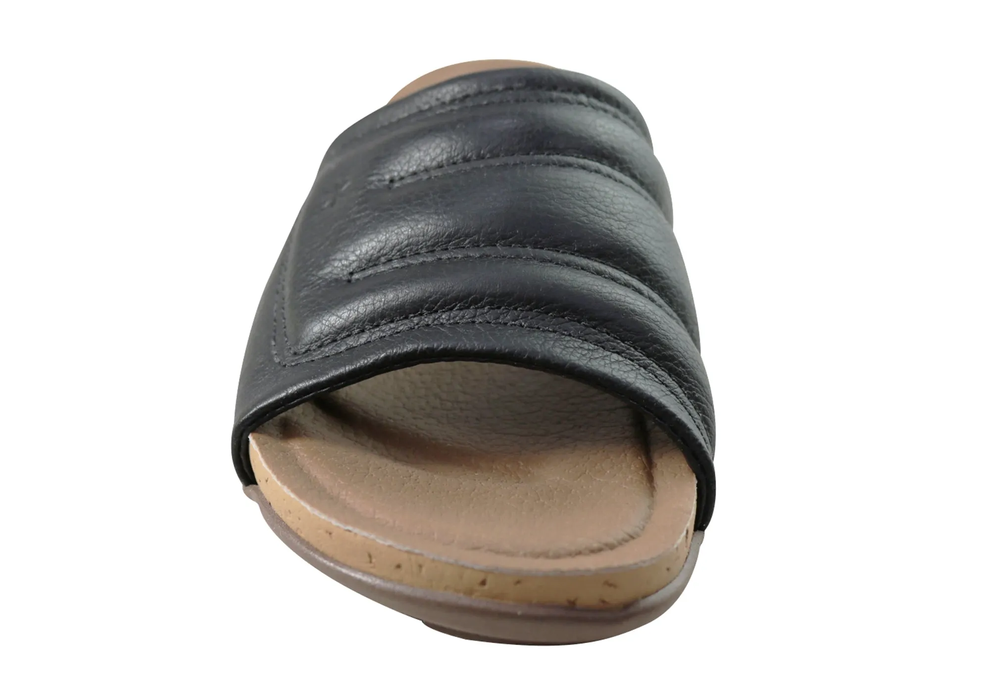 New Face Fresco Womens Comfort Leather Slides Sandals Made In Brazil