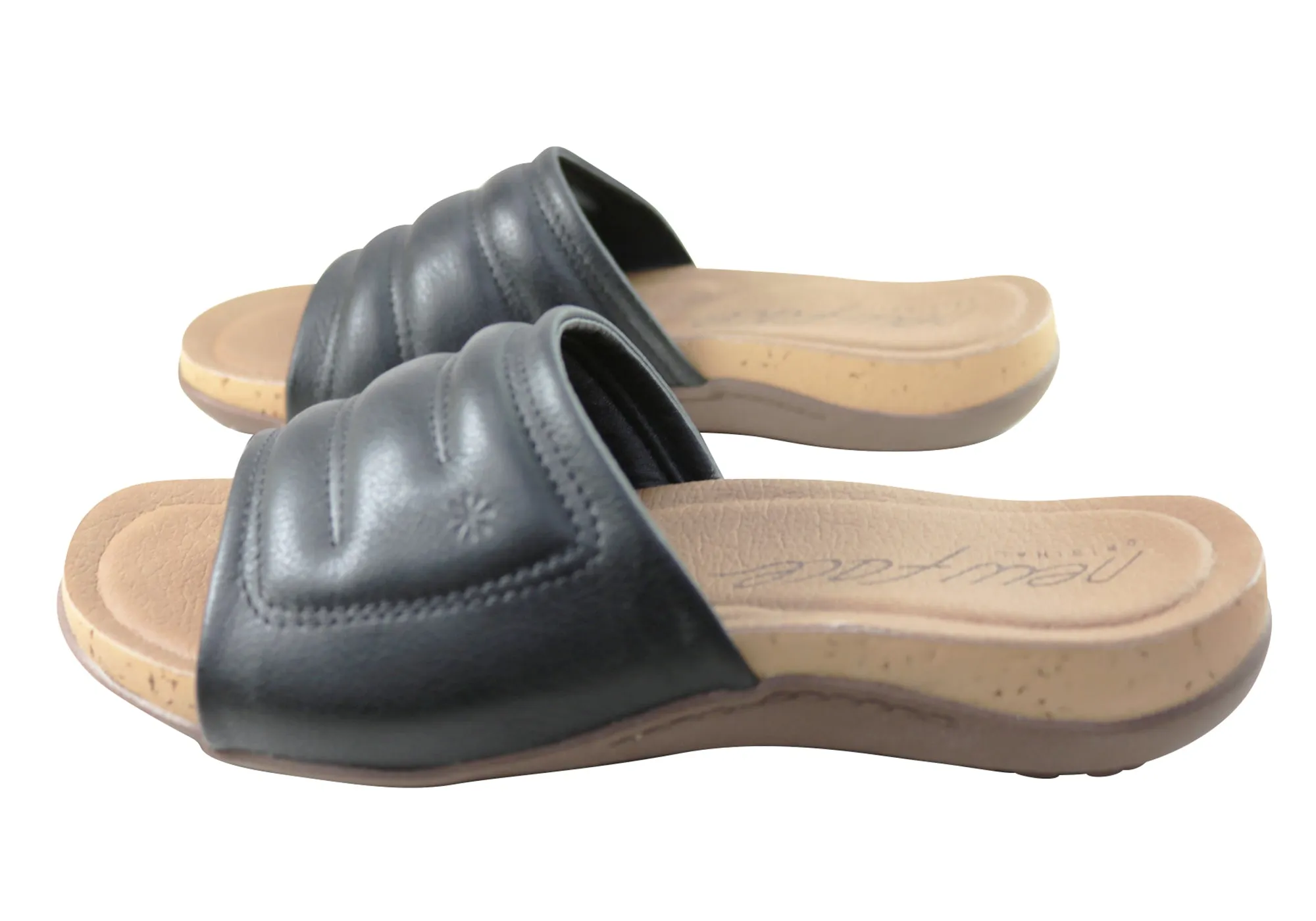 New Face Fresco Womens Comfort Leather Slides Sandals Made In Brazil