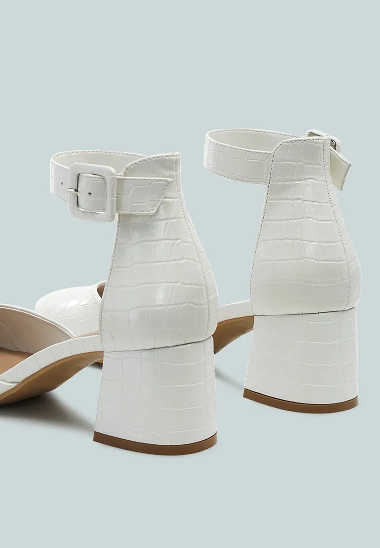 Nymph Faux Leather Low Block Heel Sandals