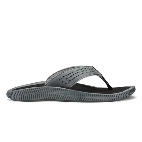 OluKai Men's Ulele Flip Flop - Dark Shadow/Black 10435-6C40