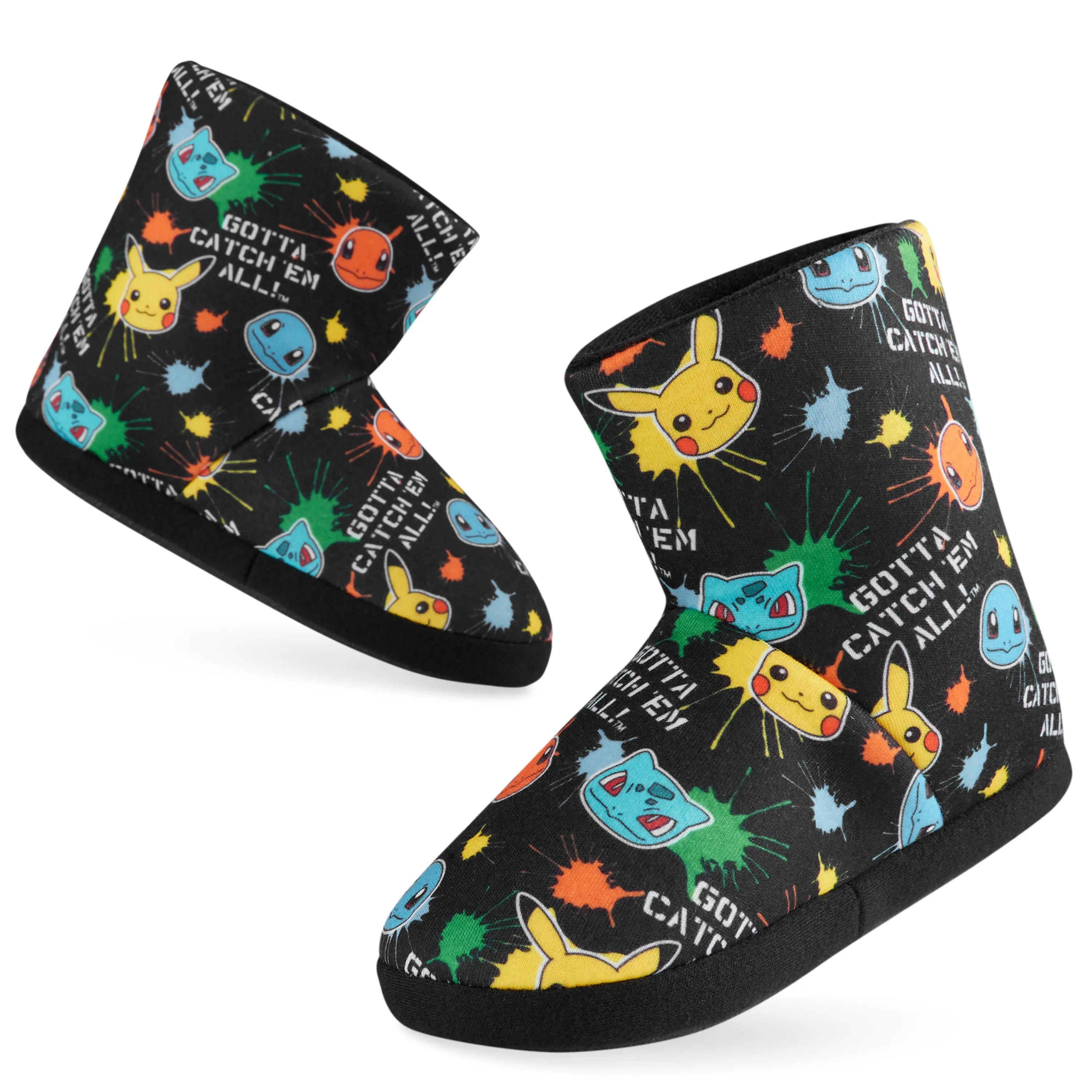 Pokemon Boys Slippers Boot Slippers - Black Aop