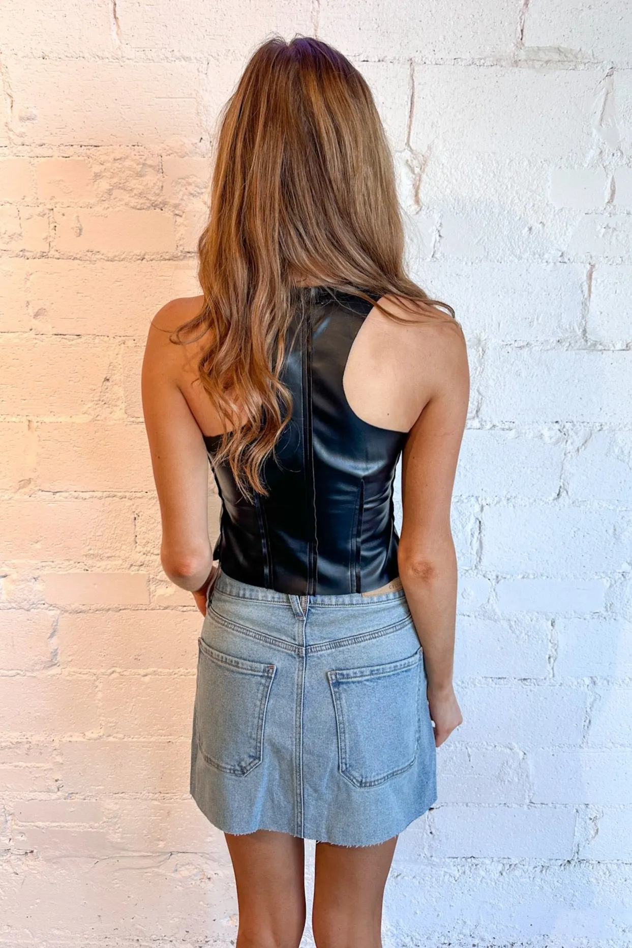 Sable Strut Faux Leather Vest