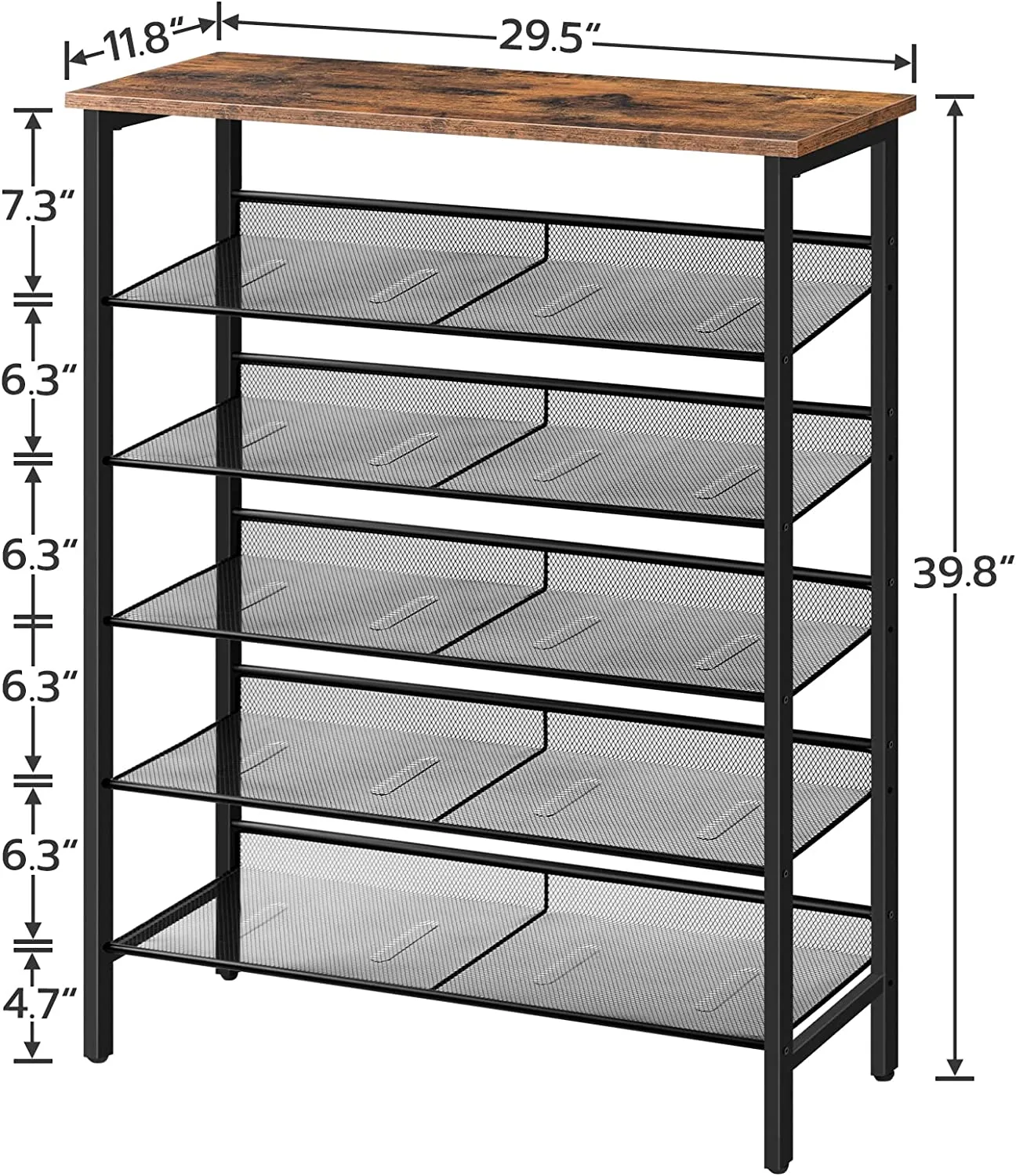 Shoe Rack, 6 Tier Shoe Storage, Flat and Slant Adjustable Shoe Organizer, Large Capacity