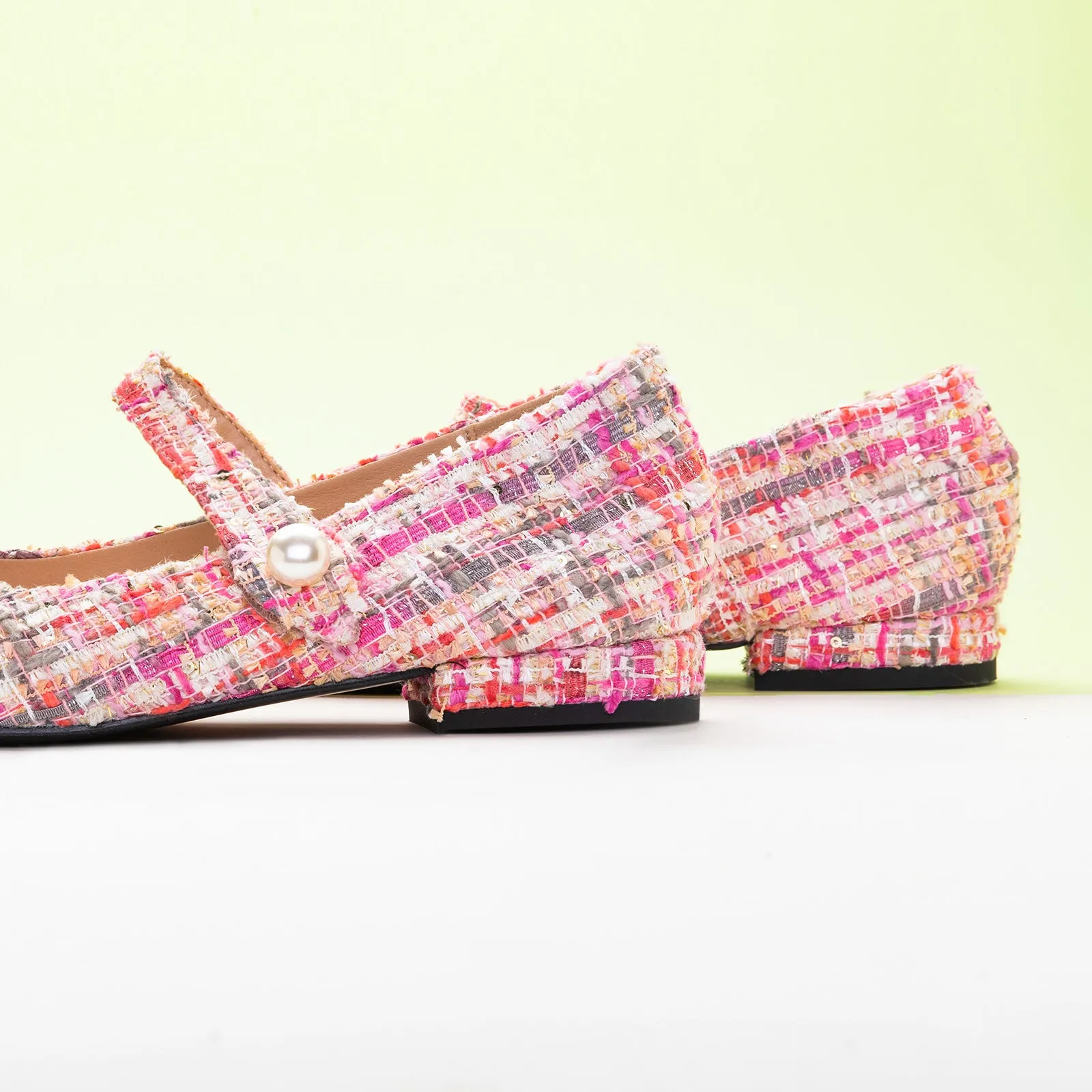 Single-Strap Tweed Mary Jane Hot Pink