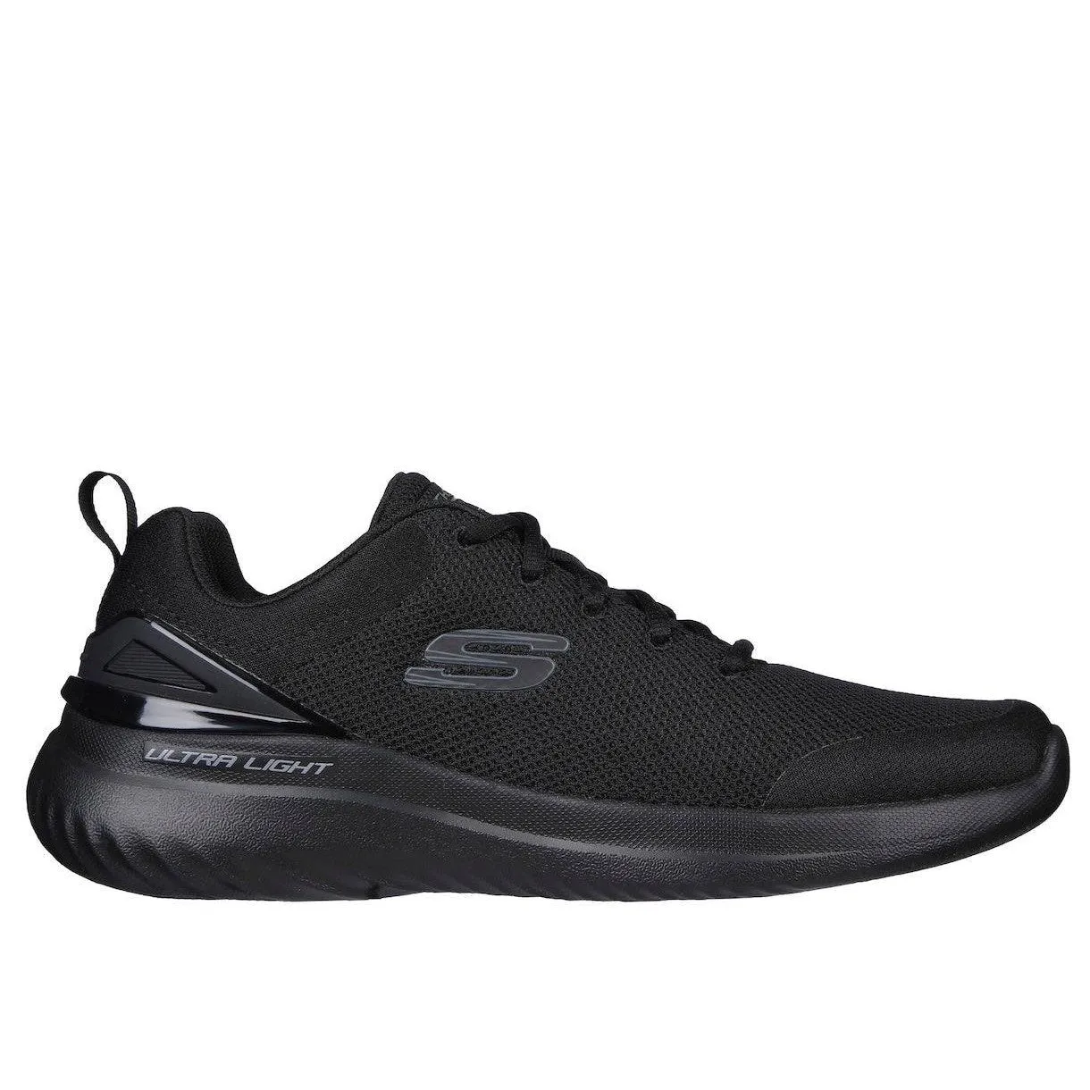 Skechers 232670 Bounder 2.0 - Nasher Mens All Black Textile Vegan Lace Up Trainers