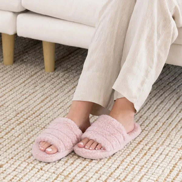 Snuggups Womens Open Toe Blush Slippers Xlarge