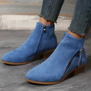 Stylish Suede Ankle Boots with Zipper and Heel for Women | Ideal for Autumn/Winter