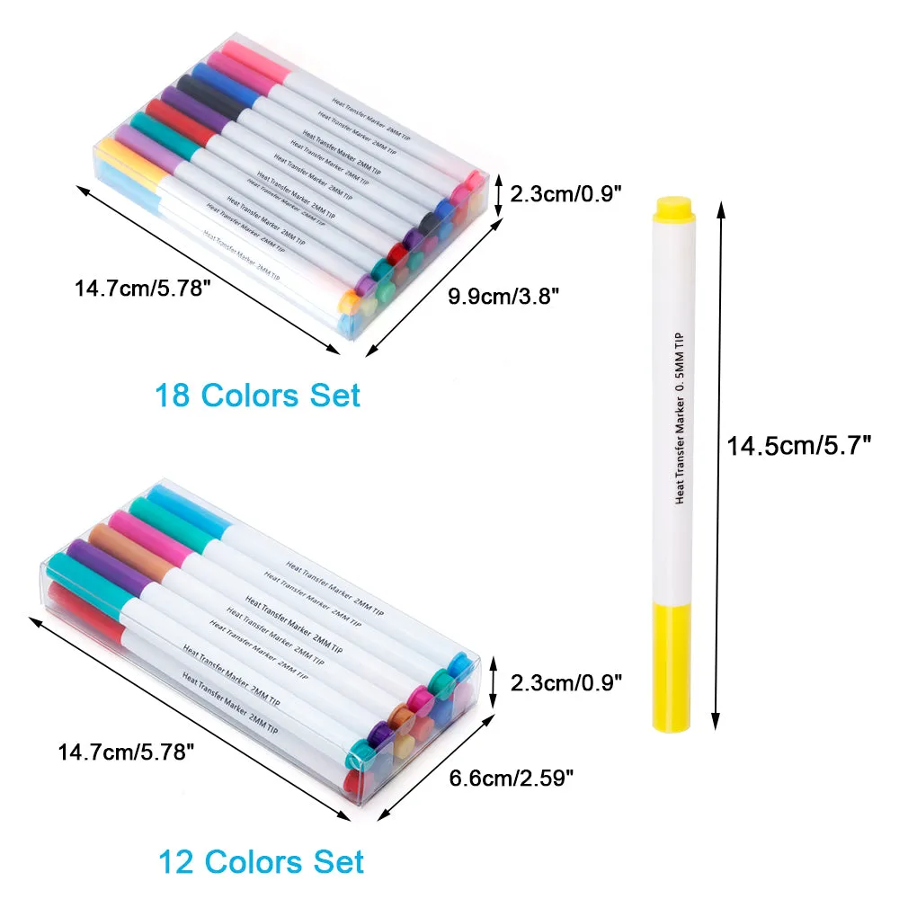 Sublimation Marker Pens - 12 Colours - Tip Size - 1mm