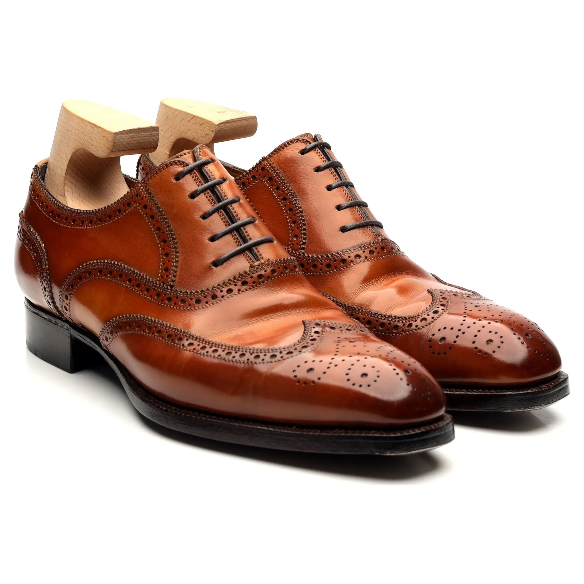 'Titanus' Tan Brown Leather Oxford Brogues UK 7.5 E