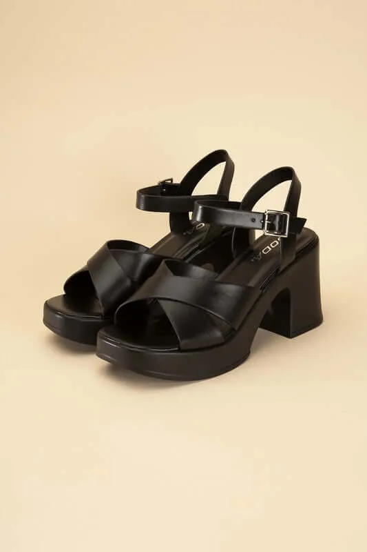 TOUCH-S Crisscross Sandals Heels with Ankle Straps