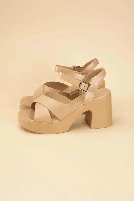 TOUCH-S Crisscross Sandals Heels with Ankle Straps