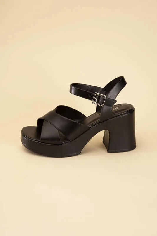 TOUCH-S Crisscross Sandals Heels with Ankle Straps