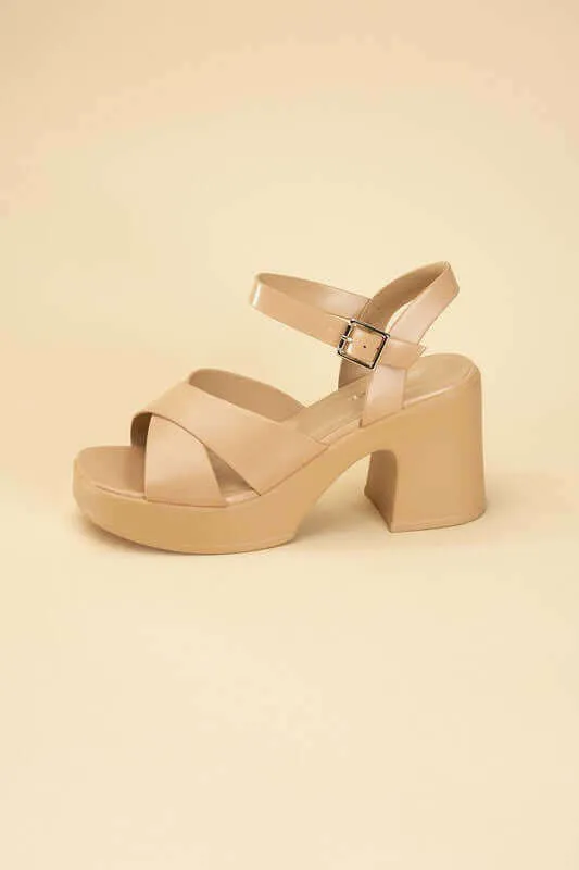 TOUCH-S Crisscross Sandals Heels with Ankle Straps