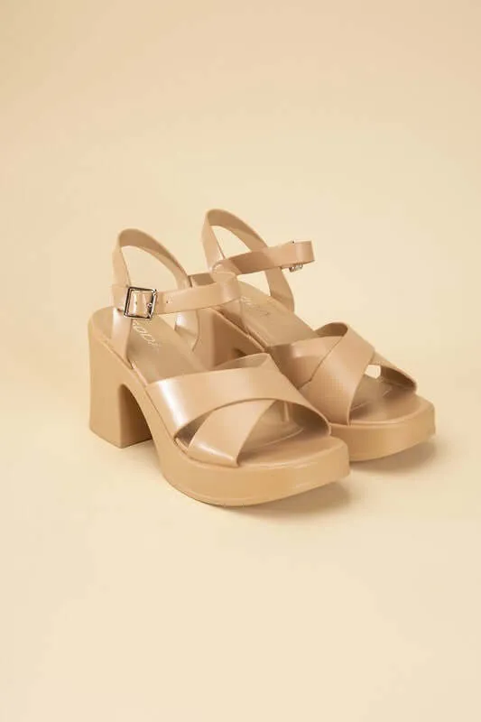 TOUCH-S Crisscross Sandals Heels with Ankle Straps