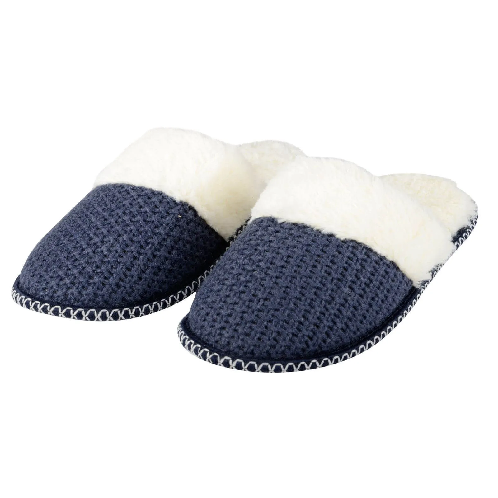 Valentina Knitted Mule Womens Slippers With Fleece Lining