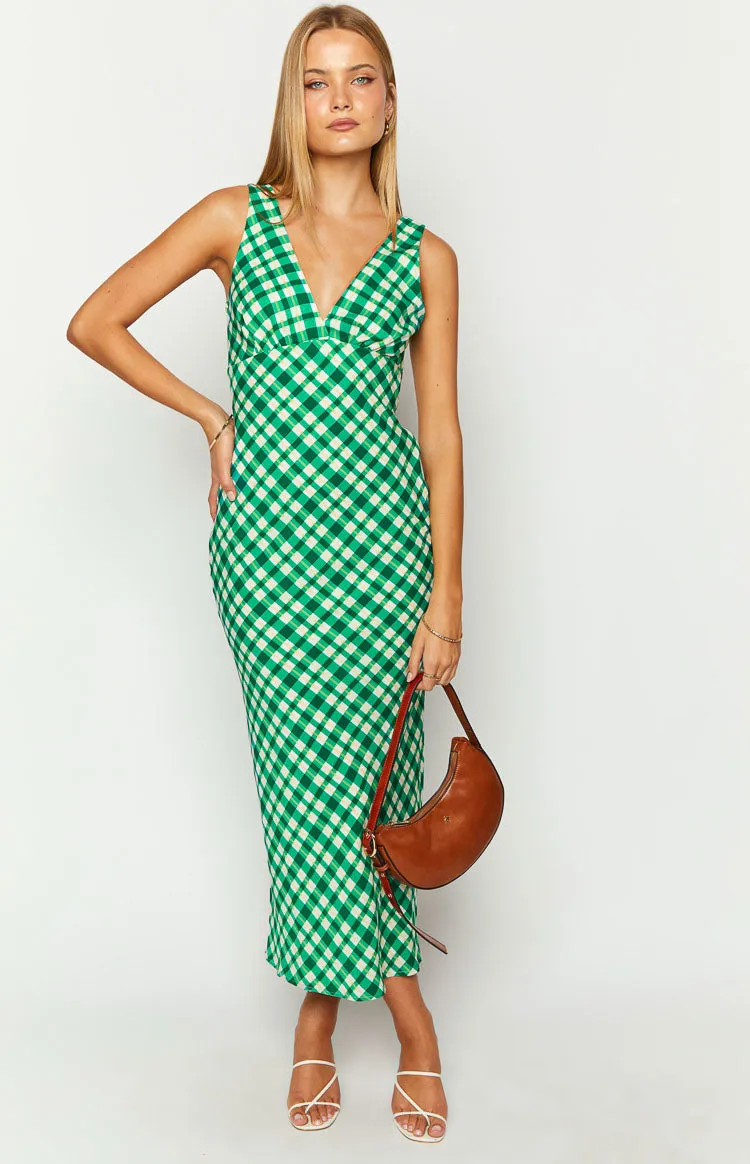 Verlaine Green Check Maxi Dress