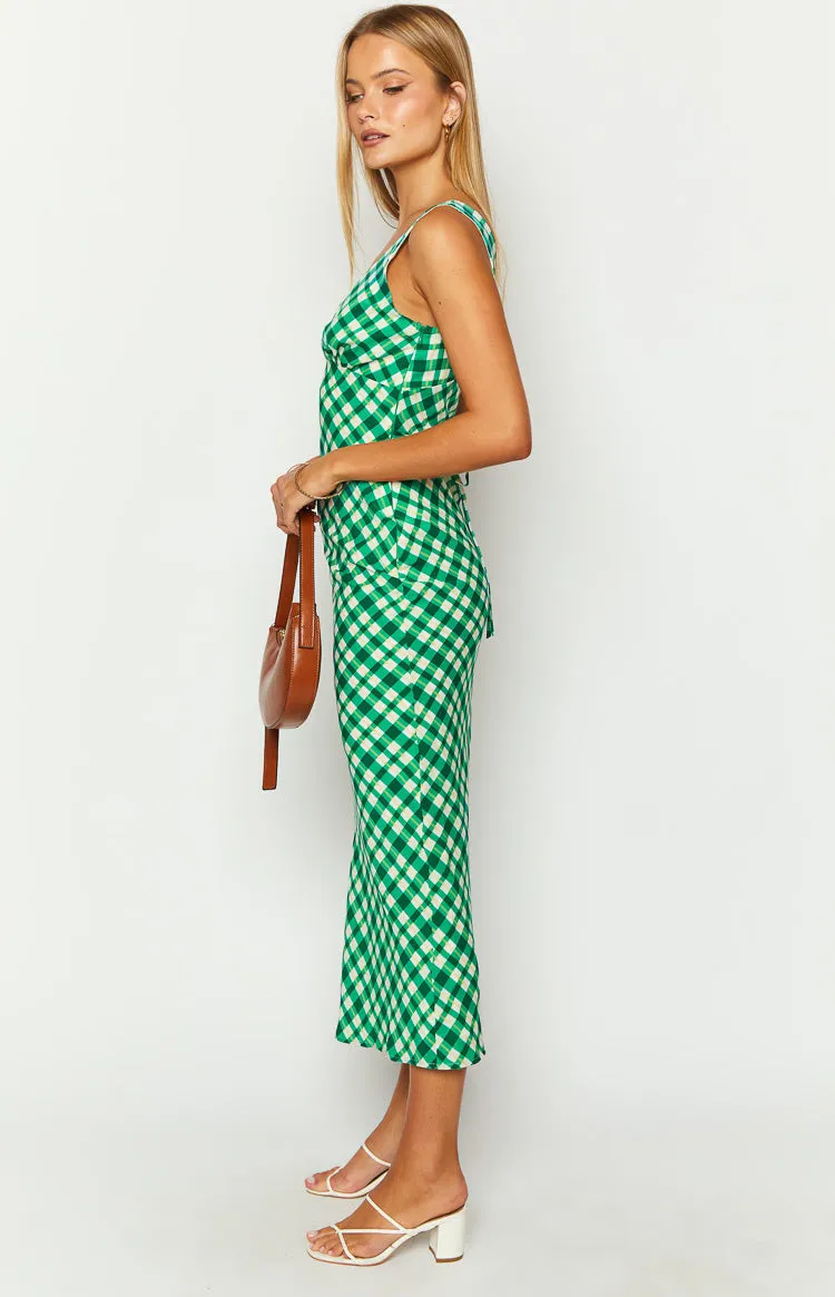 Verlaine Green Check Maxi Dress