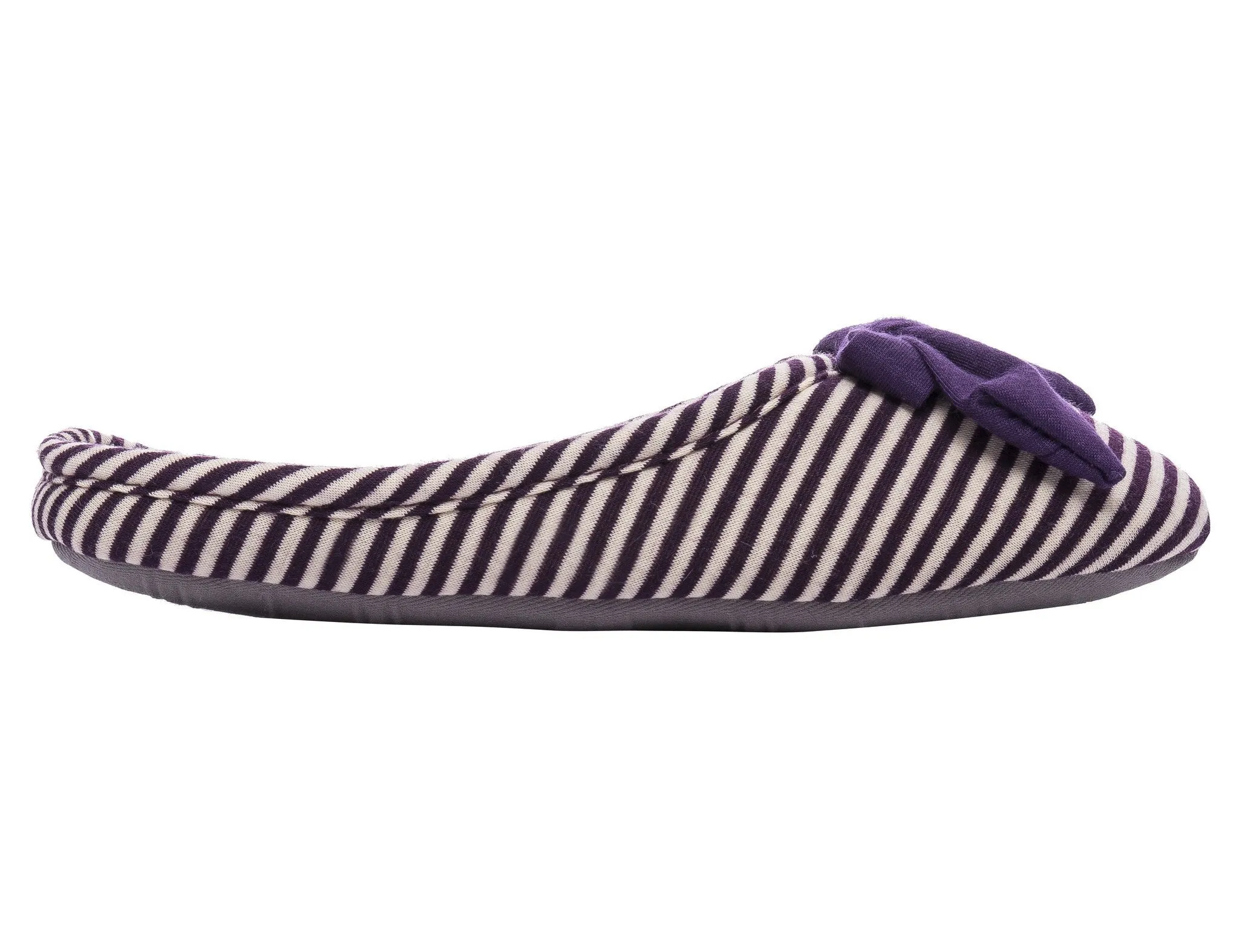 Women's Slip On Striped Slipper with Accent Bow