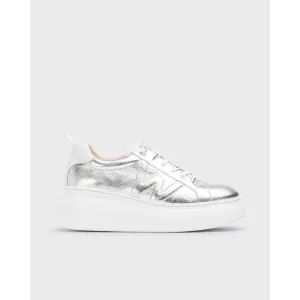 Wonders A-2632 Ladies Spanish Silver Leather Slip On Trainers